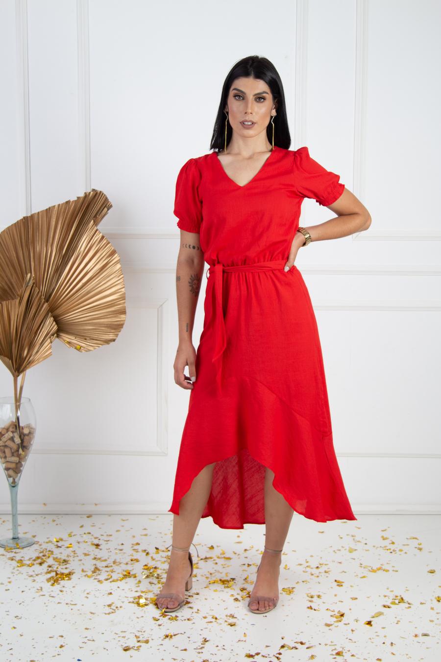 Vestido shops vermelho tomate