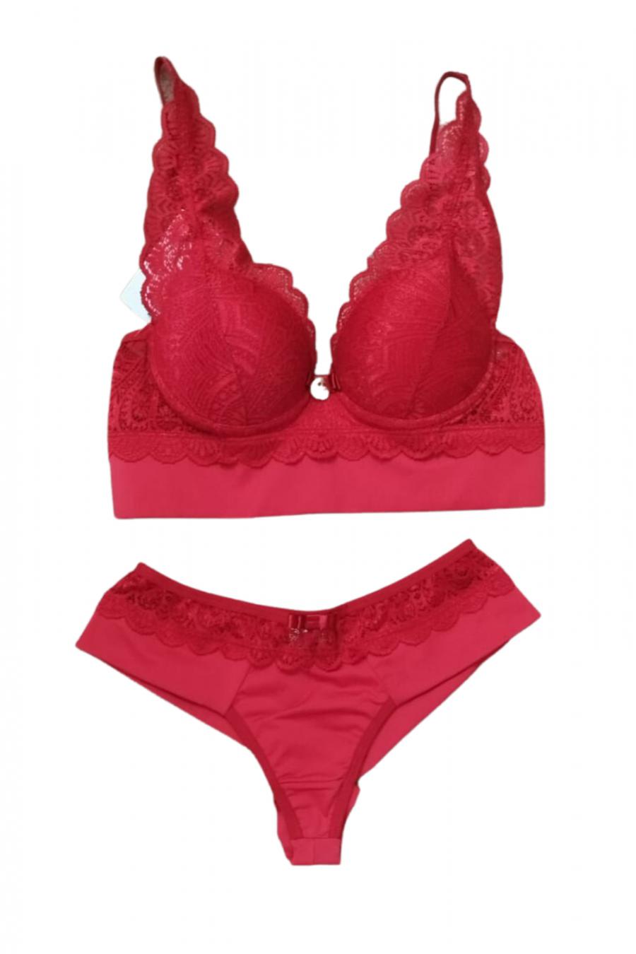 Conjunto Feminino de Lingerie Rendado Fio Duplo Romance – Moda Lu