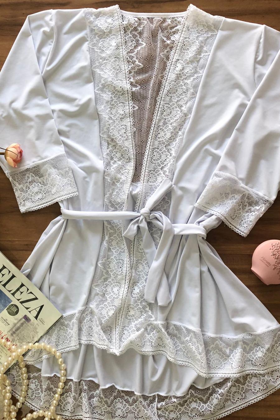 Robe Longo Em Liganete Com Detalhe Em Renda K07 - Compra Fácil Lingerie