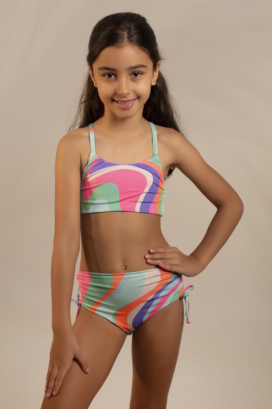 子どもの日 Bella Biquíni Infantil Cropped com Tanga Franzida - Dalla Pelle