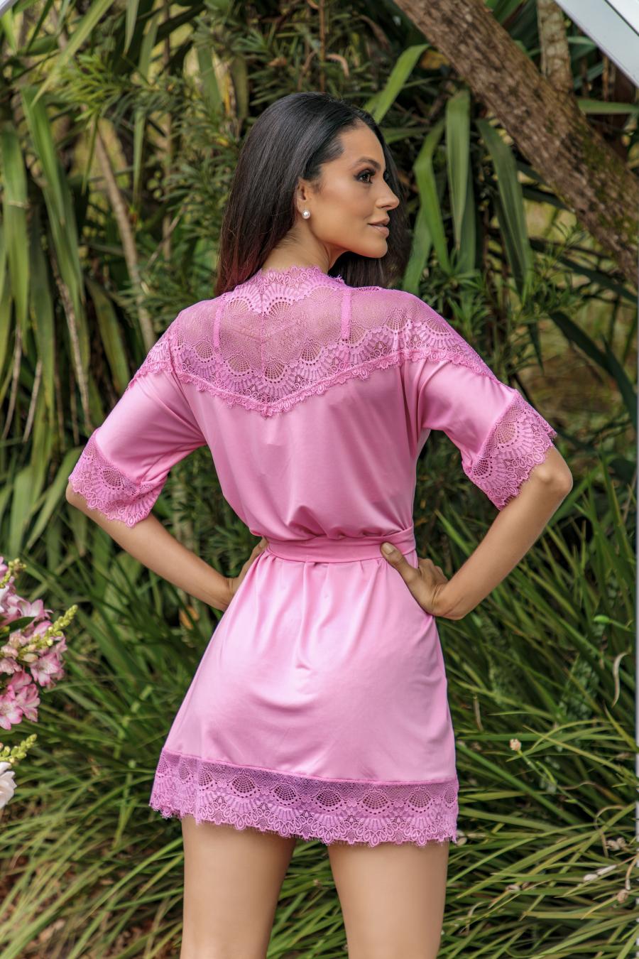 Robe Longo Em Liganete Com Detalhe Em Renda K07 - Compra Fácil Lingerie