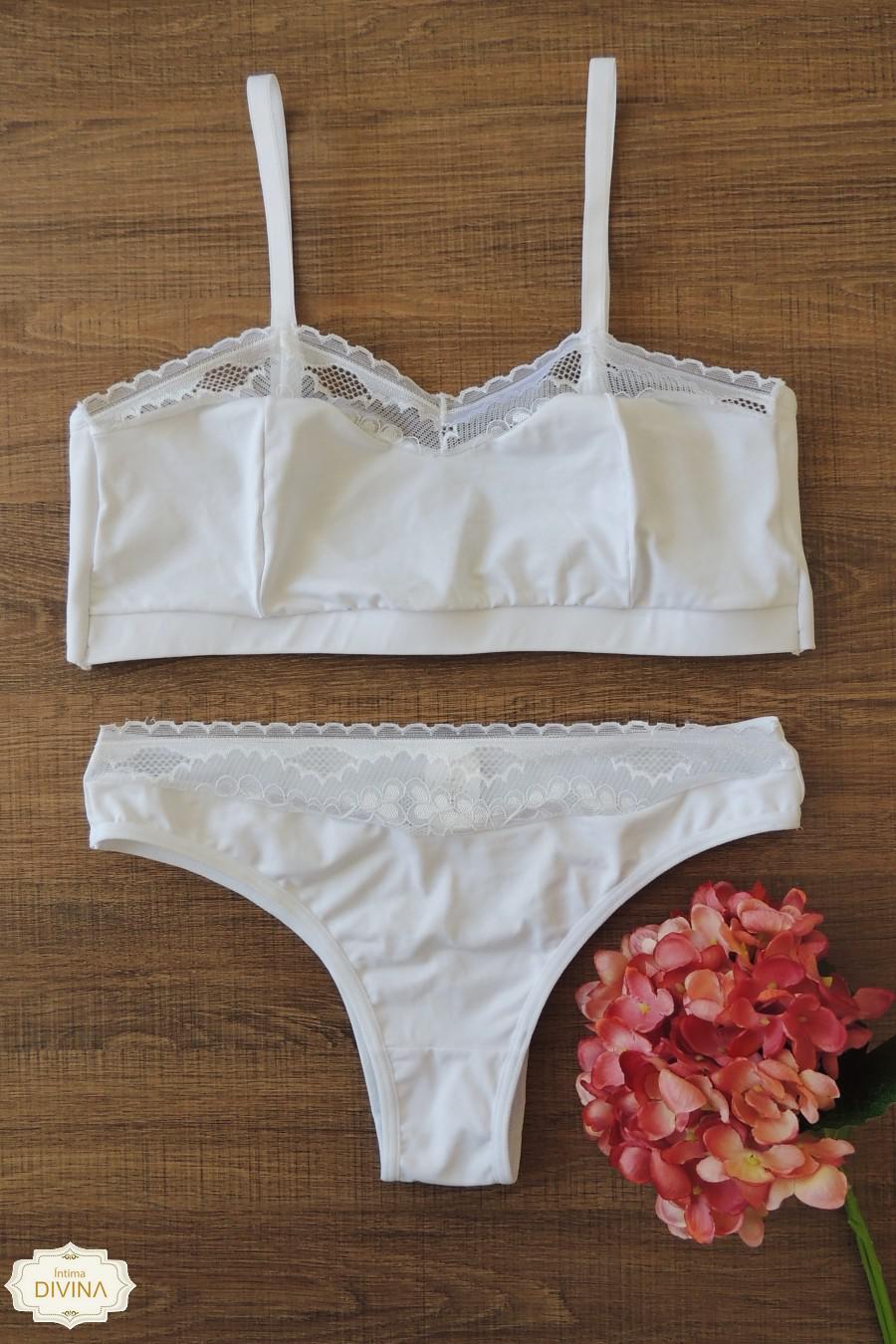 Conjunto de Lingerie Rendado, Sutiã c/Base Reforçada-cor Verde Citrus -  Íntima Divina - AmaisB - Moda Íntima