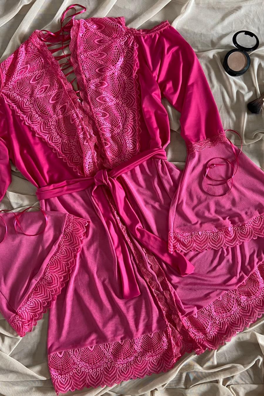 Robe Longo Em Liganete Com Detalhe Em Renda K07 - Compra Fácil Lingerie