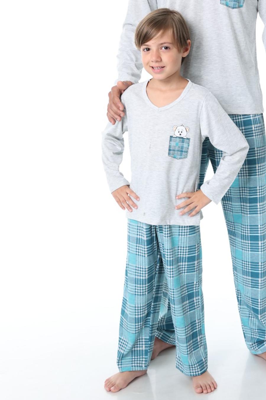 Pijama de Inverno Juvenil Masculino - Longo com Calça Xadrez