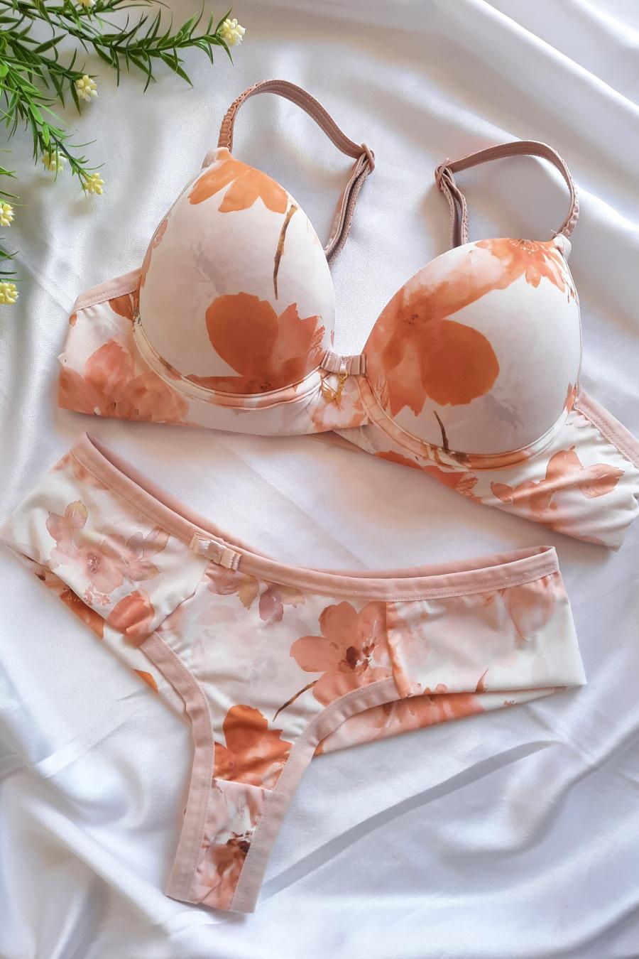 Love Lottery Peach Lace Bra and Panty Set