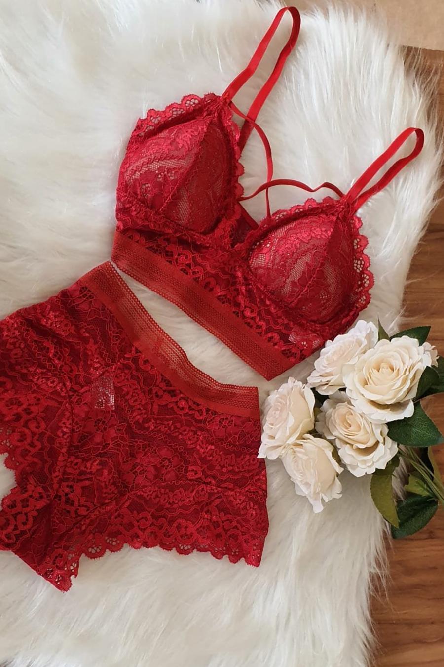 Lingerie Day - Dia de Lingerie - Conjunto cetim com renda