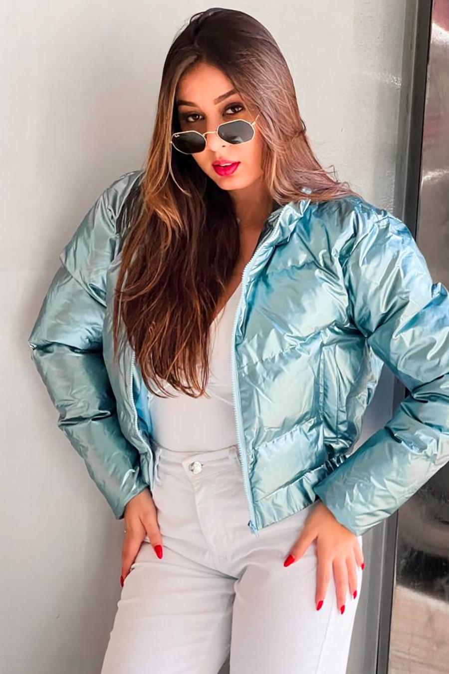 Zattini Jaqueta Bomber Metalizada Feminina Jaqueta Metalizada